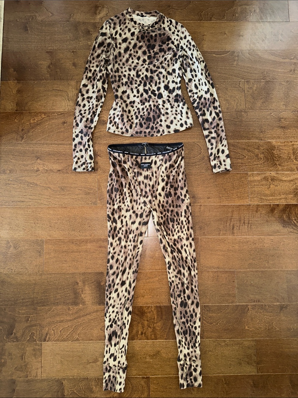Dolce&Gabbana x SKIMS Cotton Long Sleeve T-Shirt, Cotton Rib Legging Leopard S